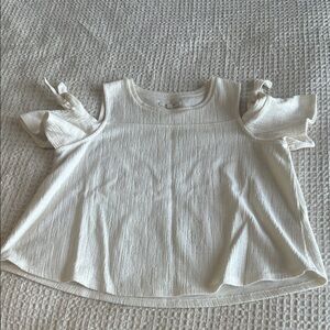 Madewell Cream Cold-Shoulder Flutter-Sleeve Top